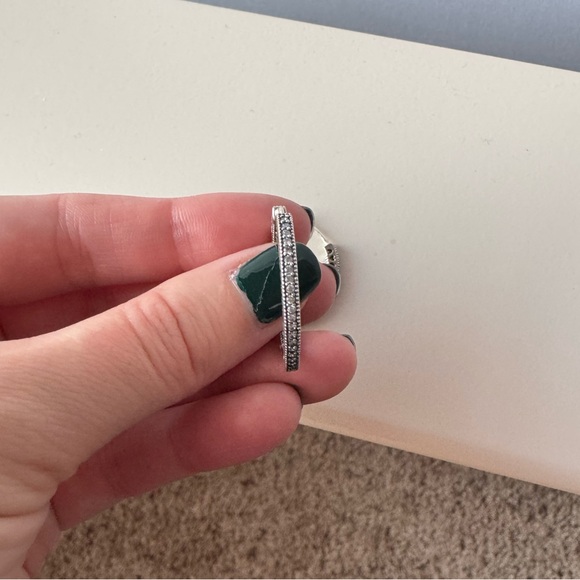 Pandora Medium Pave Silver Hoops - Picture 8 of 11